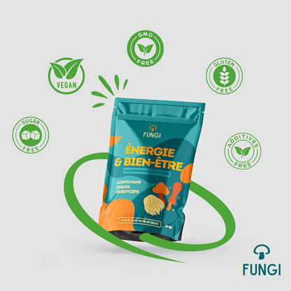Fungi – Champignons adaptogènes (Cordyceps, Chaga, Lion’s Mane) – Saveur café, note de cacao - Naturellement sucré - stable & goût intense