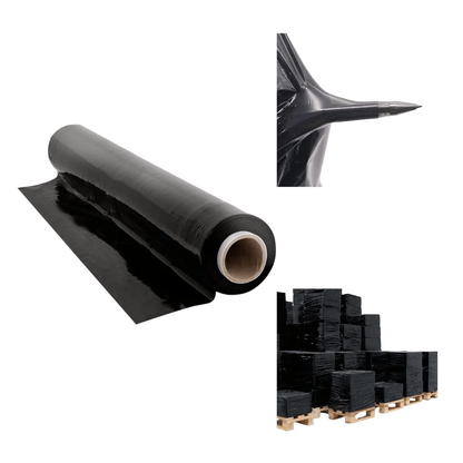 Rouleau de film noir pour emballage 50 cm x 200 m | Plastique rétractable de 23 microns avec haute résistance et adhérence industrielle