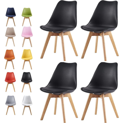 Ensemble de 4 chaises de salle à manger MCC Direct, chaises de cuisine, chaises de bureau, chaise coquille de designer, "Eva" disponible en 7 couleurs tendance