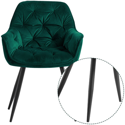 Lot de 2/4/6 Chaises de Salle À Manger Avec Assise Rembourrée En Velours Épais, Pieds En Métal, Accoudoirs Et Dossier ; Chaise D'Angle Pour Salon Ou Pièce À Vivre
