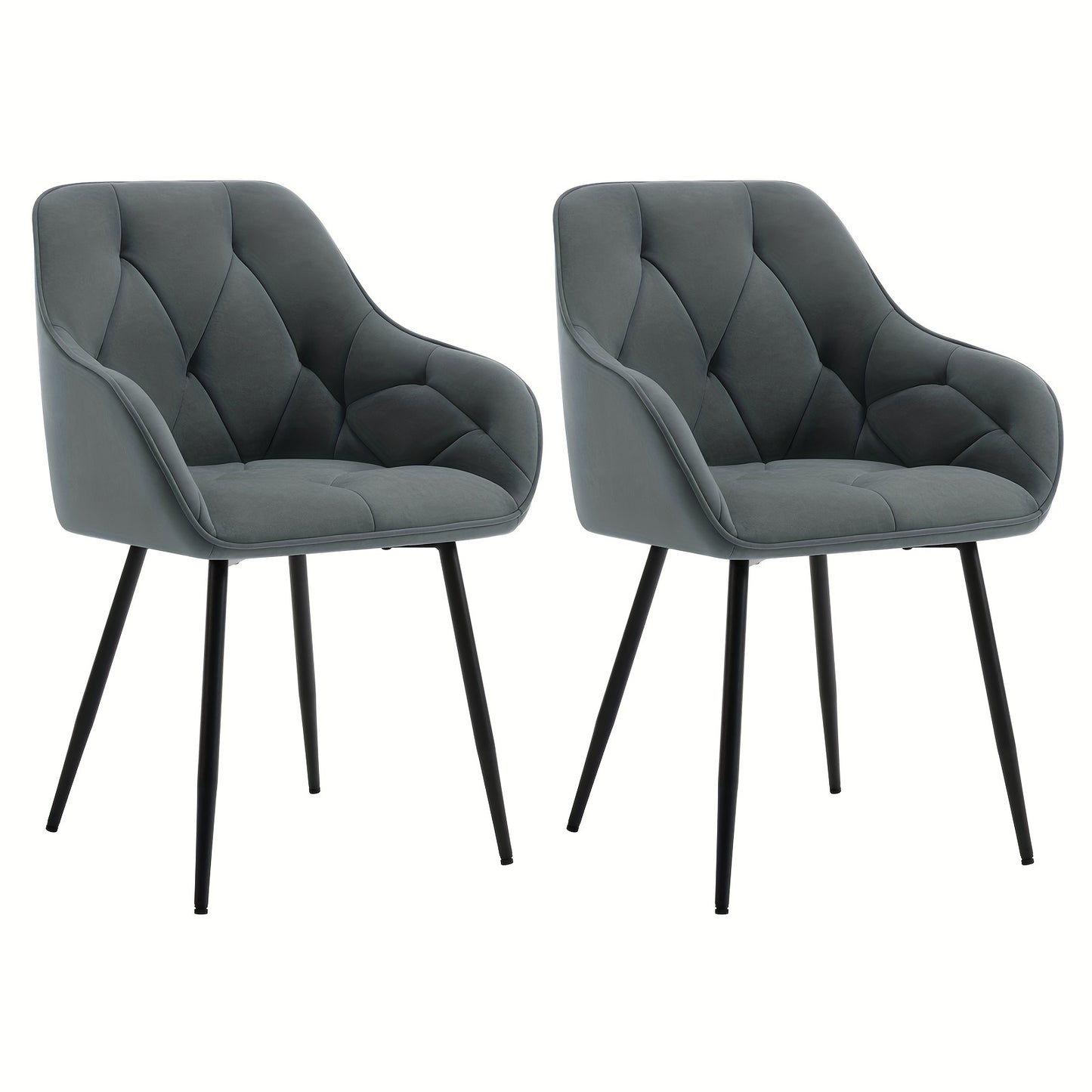 2pcs Chaise de salle à manger Chaise de cuisine Chaise de salle à manger Chaise de salon Fauteuil ergonomique Fauteuil Chaise rembourrée Siège en velours Pieds en métal