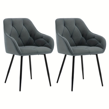2pcs Chaise de salle à manger Chaise de cuisine Chaise de salle à manger Chaise de salon Fauteuil ergonomique Fauteuil Chaise rembourrée Siège en velours Pieds en métal