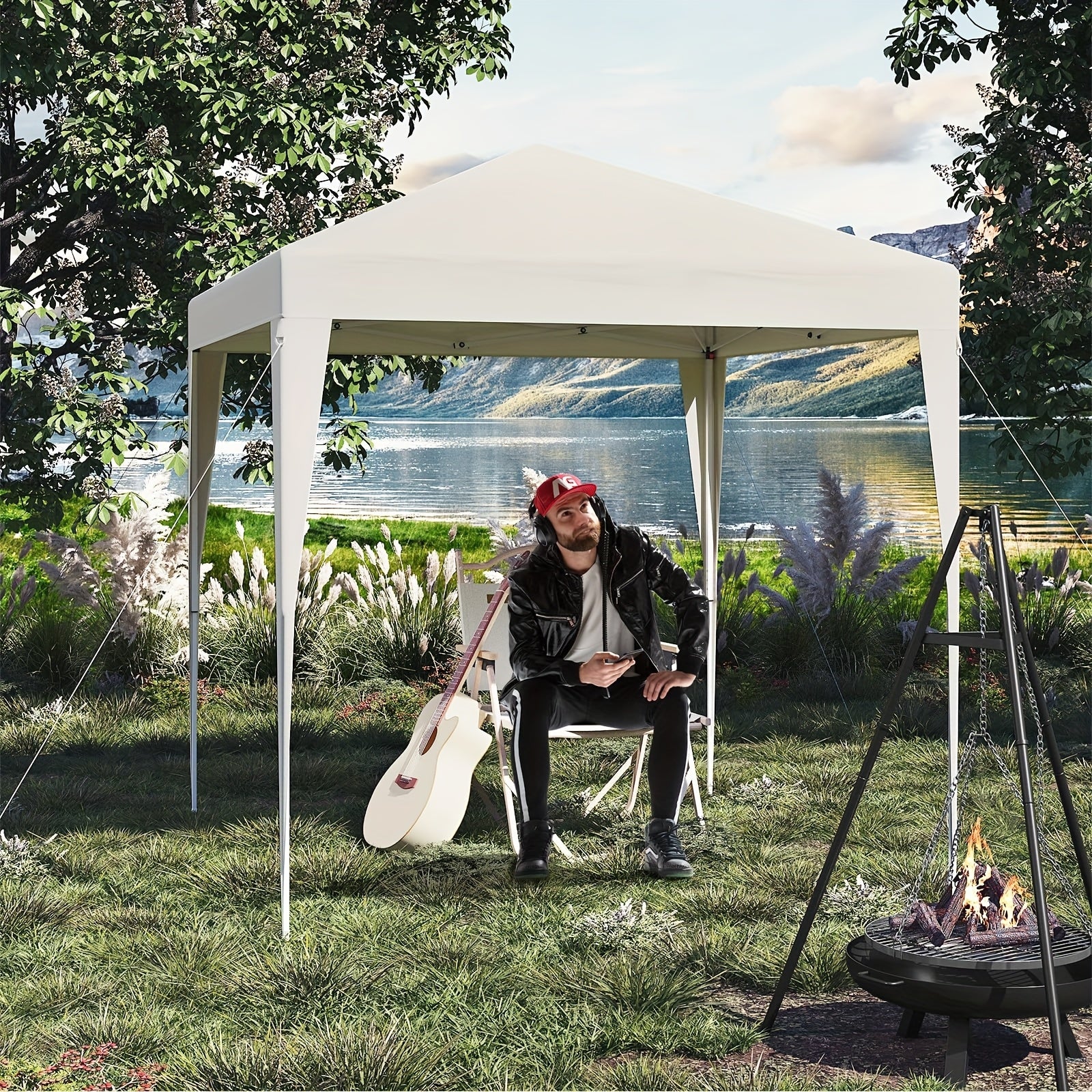 1pc Gazebo, 2x2m, Pavillon Pliable, Auvent Extérieur, Inclut 4 Murs Latéraux, Isolation Hivernale, Ombrage Estival, Tente de Rangement, Tente de Fête, Protection UV UPF 50+, Gazebo de Jardin Réglable en Hauteur, Inclut Sac de Rangement, Convient aux Jardi