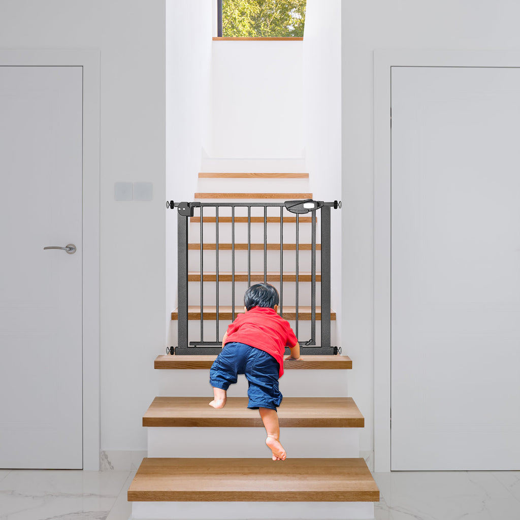 Barrière de sécurité pour escaliers, barrière de sécurité N Stop avec grille métallique, noire, sans perçage requis