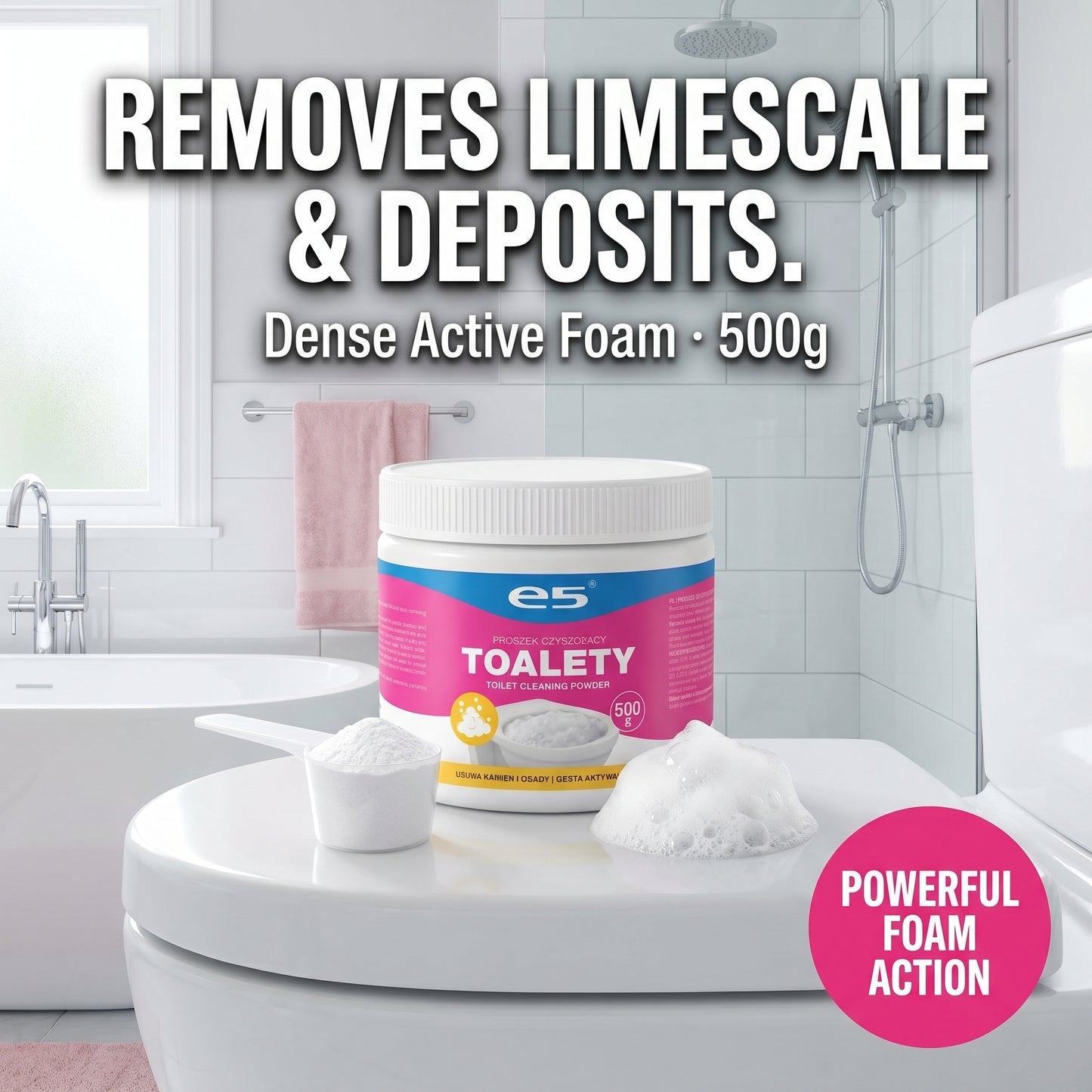 Poudre pour toilettes 500g – Mousse active contre le calcaire, les dépôts et les odeurs