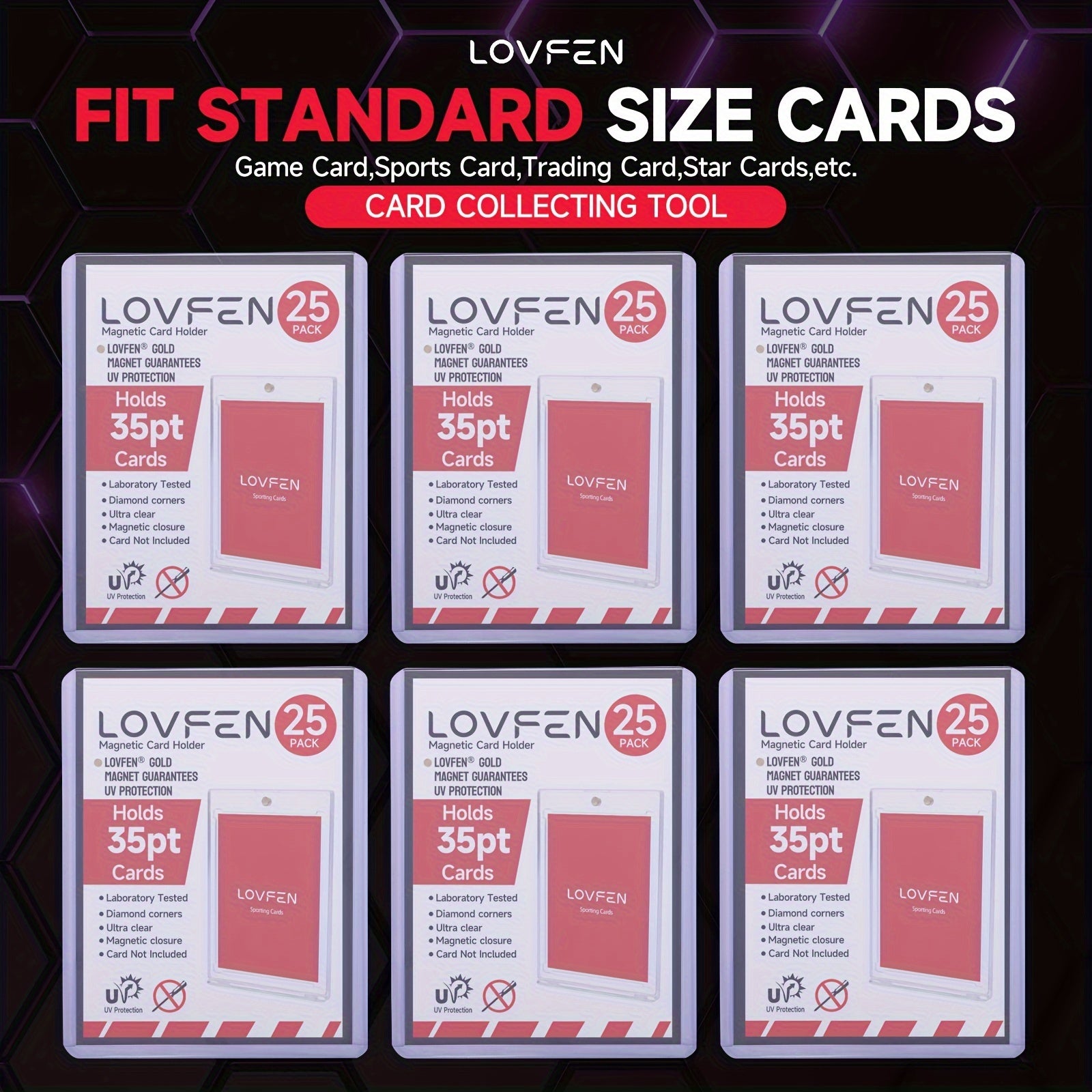 LOVFEN - 35pt Pochettes de  pour Cartes - Lot de 500 (20x25 Paquets) - Format Standard 7,62x10,16 cm - Protégez Vos Cartes de Baseball et Sportives avec Ces Pochettes en Plastique Dur Transparent