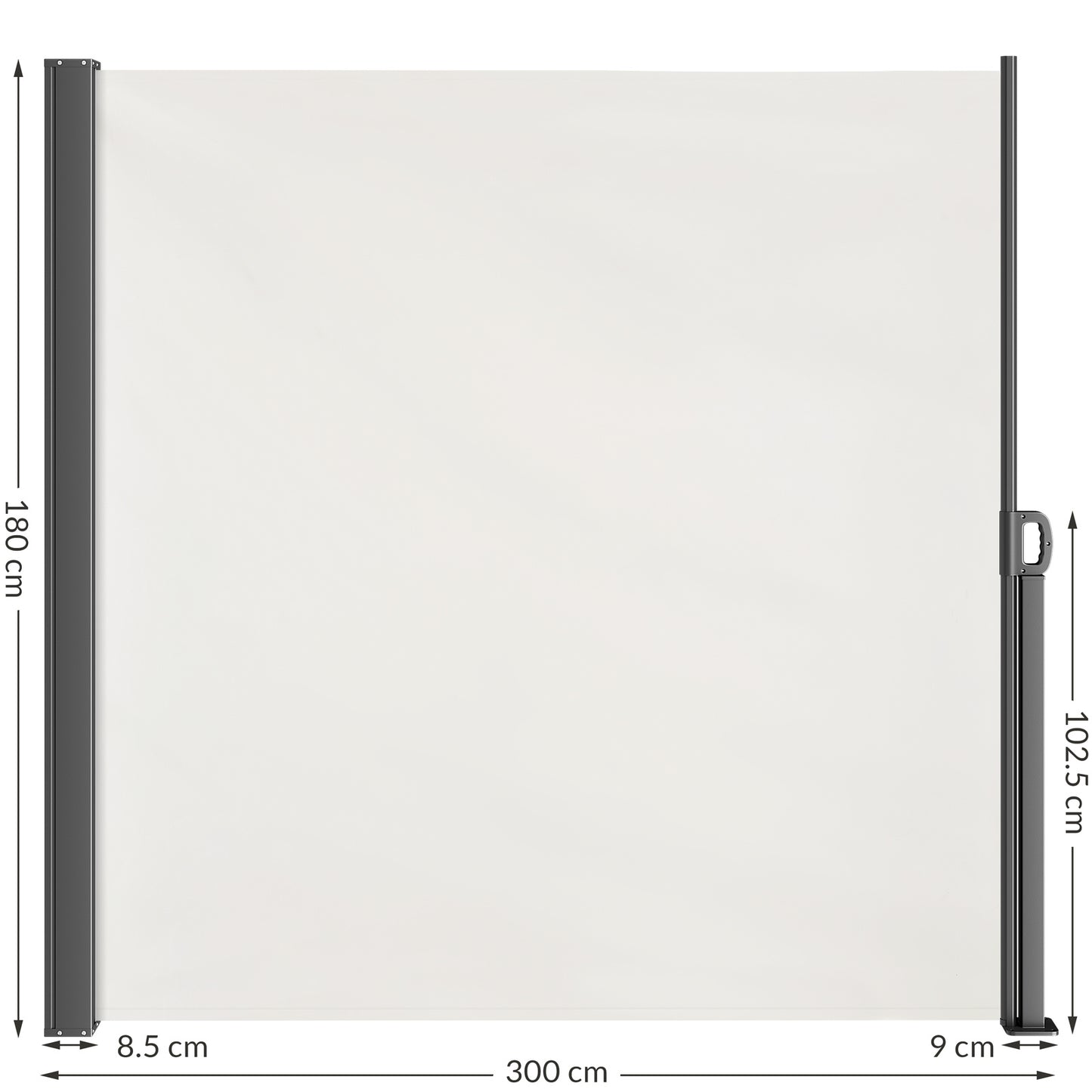 CASARIA® Nosara 180X300Cm Auvent Pare-soleil Rétractable Coupe-vent et Imperméable pour Balcon, Terrasse et Jardin, Anthracite