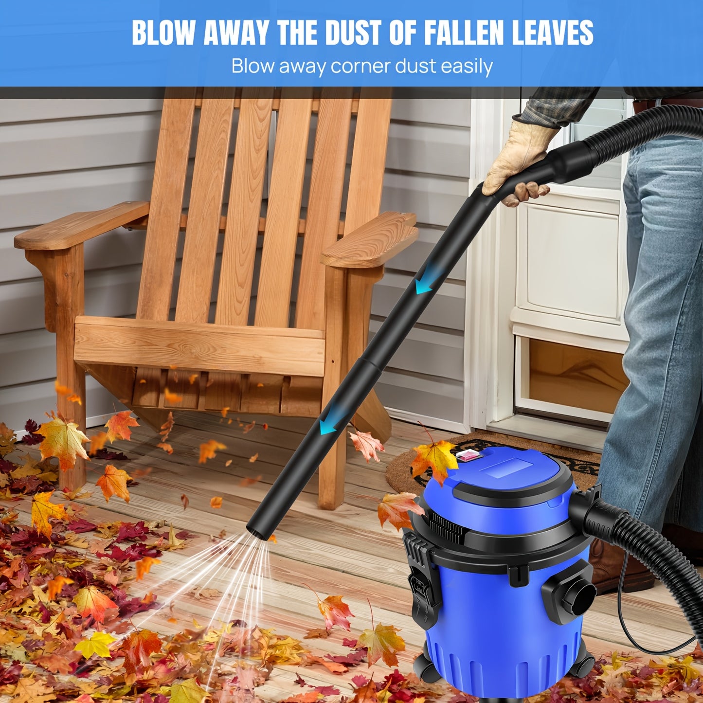 Aspirateur 3-en-1 pour sols secs et humides, extracteur de poussière industriel avec moteur puissant, fonction de soufflage, réservoir de 15L, prise d'énergie et filtres HEPA lavables, pour atelier domestique et usage professionnel