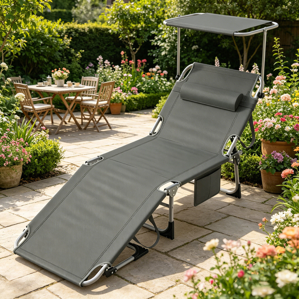 Matelas de soleil, chaise longue de jardin, chaise longue de plage, pliable, léger, dossier réglable, jusqu'à 150 kg, idéal pour jardin, patio, camping, piscine et terrasse