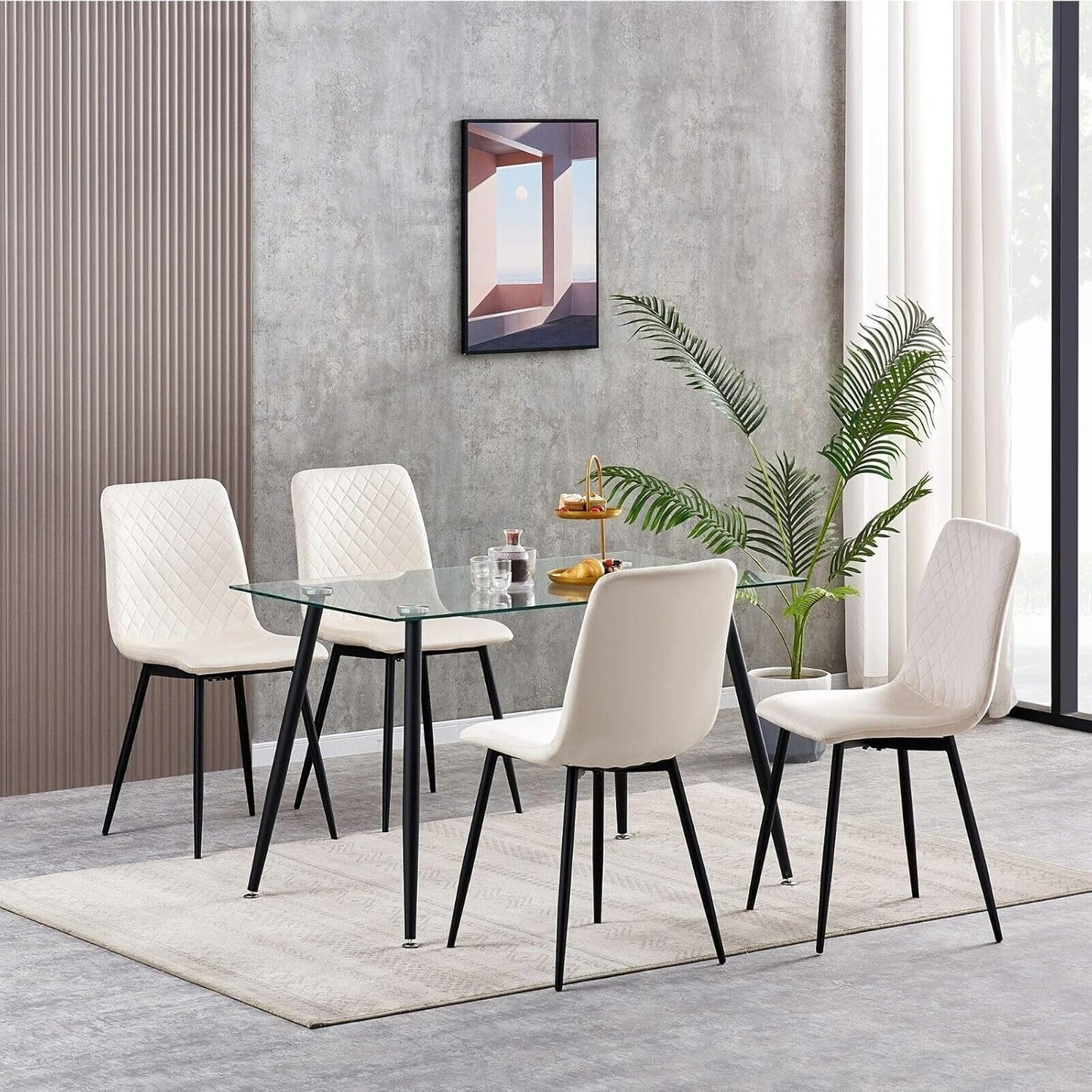 Ensemble de 4 chaises de salle à manger MCC Direct en velours, pieds en métal, chaises Lexi, chaises de conception