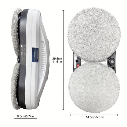 PuRuiKai11 Robot Nettoyeur de Vitres Intelligent et Automatique (Modèle 2026) avec Télécommande, Pulvérisation Automatique d'Eau, Corde de Sécurité -Chute de 4,5 mètres, Incluant 10 Chiffons de Nettoyage et Bouteilles de Pulvérisation