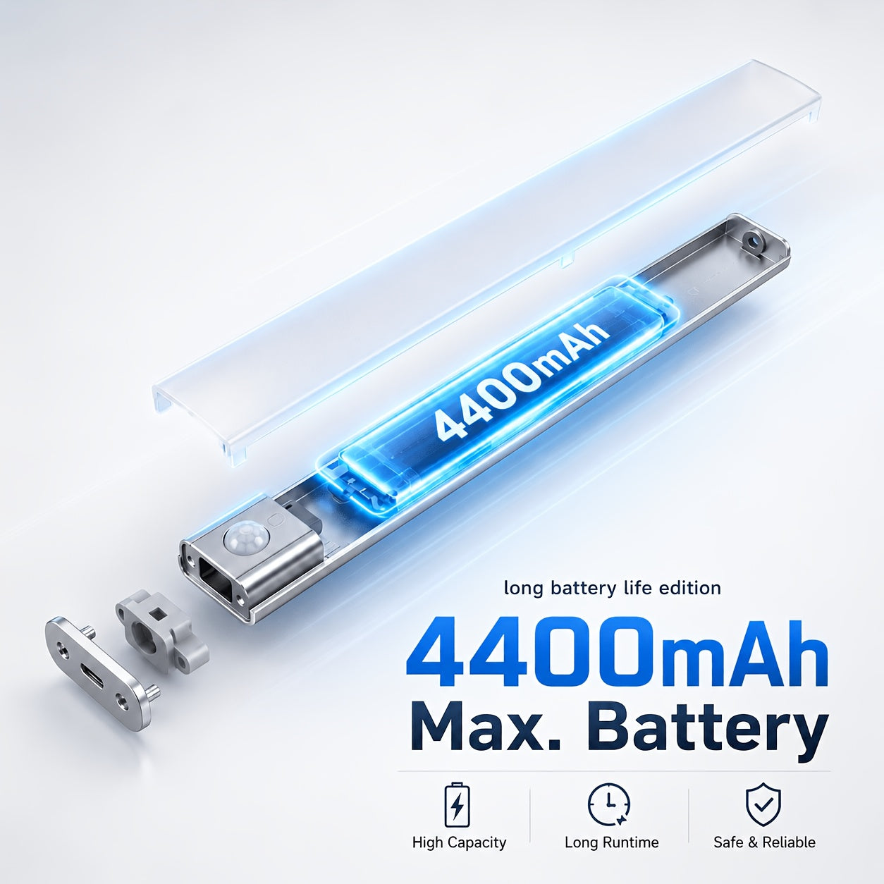SETONR Slim LED Lampes Sous Meuble - Boîtier Métallique, Rechargeable, 450/600/2200/4400 Mah, Détecteur de Mouvement Humain, Dimmable, Adhésif, Éclairage de Cuisine à Piles pour Placards, Comptoirs et Étagères, Jusqu'à 60Cm, Longue Autonomie Disponible