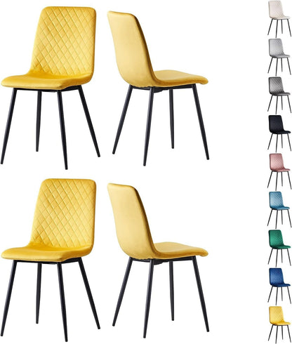 Ensemble de 4 chaises de salle à manger MCC Direct en velours, pieds en métal, chaises Lexi, chaises de conception