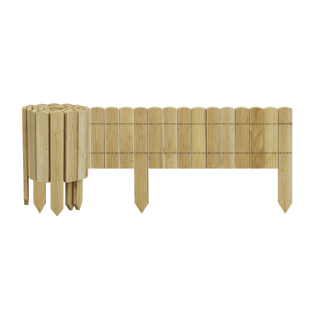 Bordure de palissade en bois souple en rouleau, 200 x 10/20/30/40 cm, bordure de jardin en bois naturel, bordure décorative pour pelouse et parterre de fleurs, clôture facile à installer pour pelouse et plate-bande pour cour, Nature/Anthracite