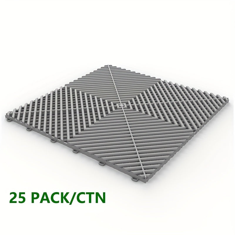 25 dalles de sol pour garage 40x40x1,8 cm, design emboîtable, couvrant 4 m², en polypropylène haute résistance, anti-UV et résistant au vieillissement, pour intérieur et extérieur