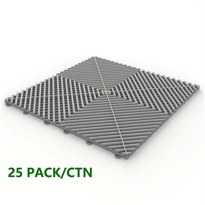 25 dalles de sol pour garage 40x40x1,8 cm, design emboîtable, couvrant 4 m², en polypropylène haute résistance, anti-UV et résistant au vieillissement, pour intérieur et extérieur