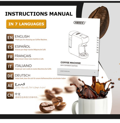 HiBREW Machine à café 4 en 1 à capsules multiples infusion chaude/froide DG Cappuccino Nes pour petites capsules ESE Pod et café moulu, cafétéria 19 bars H1A