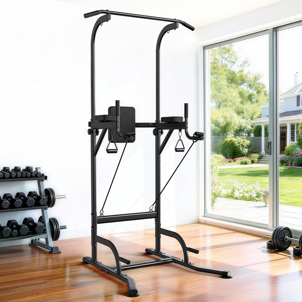 Barre de traction pour station de plongeoir, tour de force multifonction à hauteur réglable, entraînement de musculation pour exercices d'abdominaux et de push-up pour salle de sport à domicile, équipement d'entraînement de force et de fitness [Tankesi]