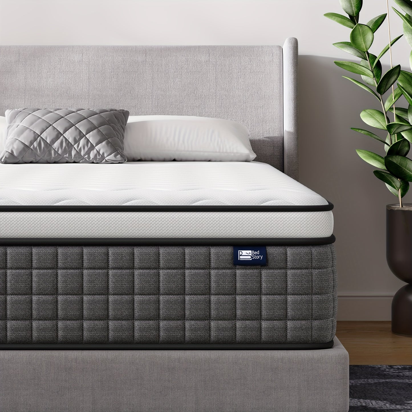 Matelas à ressorts de conception hybride - S'adapte aux courbures du corps, soulage la pression, silencieux et anti-vibration, hauteur de 30 cm