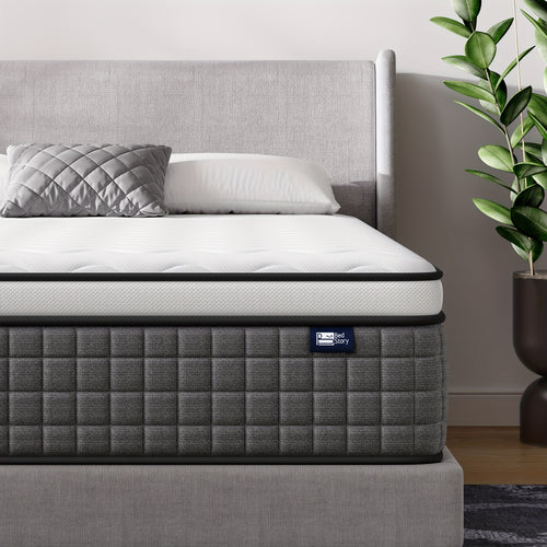 Matelas à ressorts de conception hybride - S'adapte aux courbures du corps, soulage la pression, silencieux et anti-vibration, hauteur de 30 cm