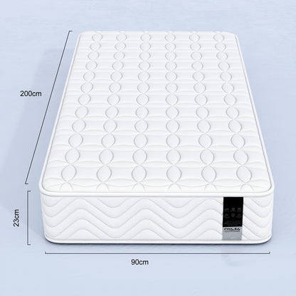 Matelas Simple/Double avec Mousse à Mémoire de Confort Confortable, Matelas Hybride à Ressorts de Poche avec Isolation des Mouvements, Matelas Moyennement Rigsides 90/140/160X200X23Cm