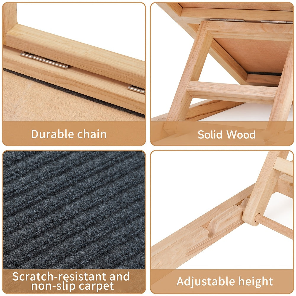Escalier pliant réglable pour animaux de compagnie 70 cm/100 cm, rampe antidérapante pour chien et chat, réglable en hauteur, échelle portable avec structure stable, conception antidérapante sûre pour petits et moyens animaux de compagnie, aide les animau