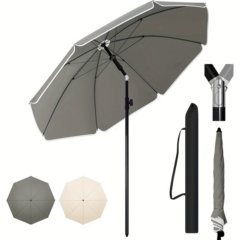 1 parasol de plage, parasol de balcon, protection UV, parasol à 8 baleines, stable, réglable, pliable à 45°, poids 180G/M², bloque efficacement les rayons UV, portable, compagnon idéal pour les voyages de camping et les journées à la plage