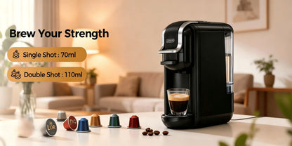 Cadeau Fête des Pères, Machine à café à capsules CAFELFFE MK-603, Machine à espresso 20 bar, Préparation à chaud et à froid, Compatible avec les capsules NS/DG/ESE et le café moulu, Réservoir d'eau amovible de 0,6L, Arrêt automatique, Idéal pour la cuisin