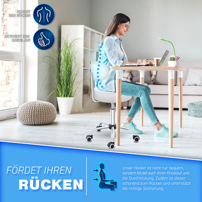 Tabouret Escalier TRESKO® avec Dossier 150 Kg | Tabouret de Travail Réglable en Hauteur 47-60 Cm | Tabouret Pivotant avec Roulettes | Tabouret Chaise de Bureau Chaise Pivotante