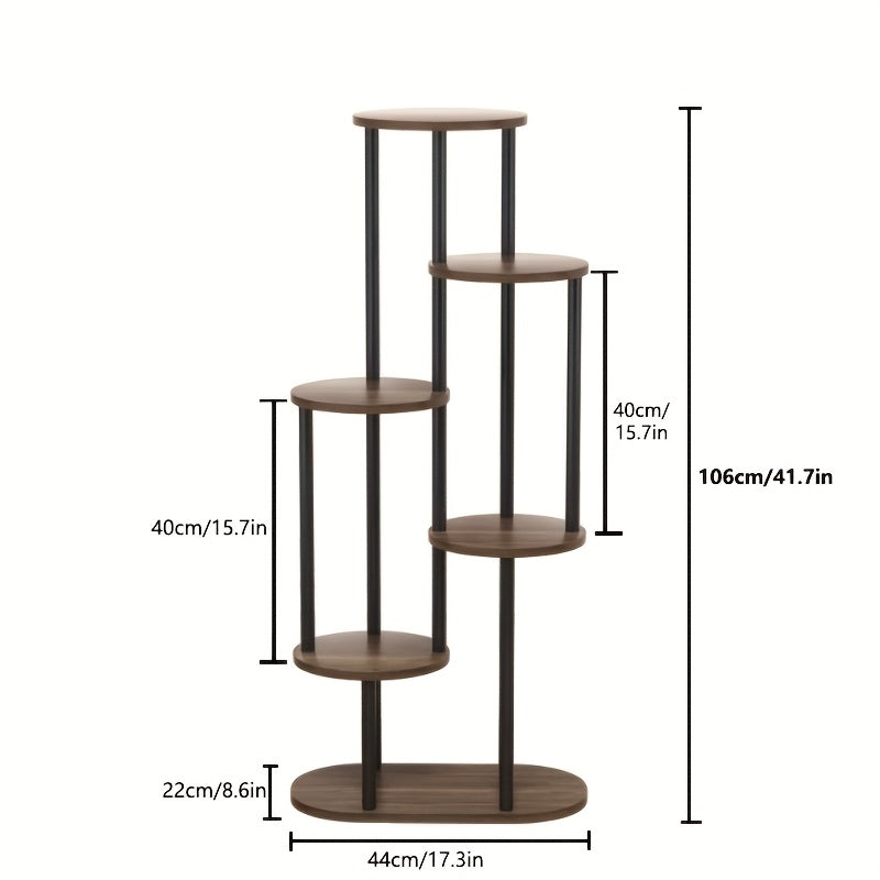 1pc Étagère à Plantes Moderne en Bois à Plusieurs Niveaux avec Finition Brossée - Présentoir pour Pots de Fleurs Intérieur/Extérieur, Construction en Bois Durable Adaptée pour Jardin, Balcon - Étagère Économiseur d'Espace pour Pots et Plantes