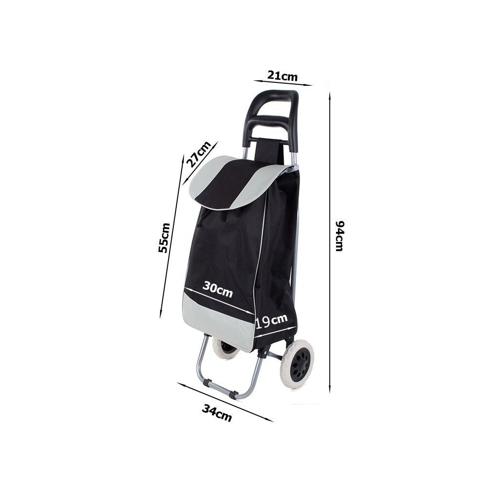 Chariot de courses pliable avec roues, robuste et spacieux, avec poche et poignées, pratique pour transporter des courses lourdes, base stable, grandes roues et poignée durable, en matériau imperméable, facile à nettoyer, poche pour verrouillage ou portef