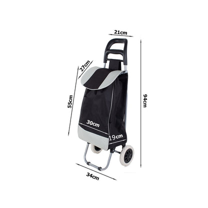 Chariot de courses pliable avec roues, robuste et spacieux, avec poche et poignées, pratique pour transporter des courses lourdes, base stable, grandes roues et poignée durable, en matériau imperméable, facile à nettoyer, poche pour verrouillage ou portef