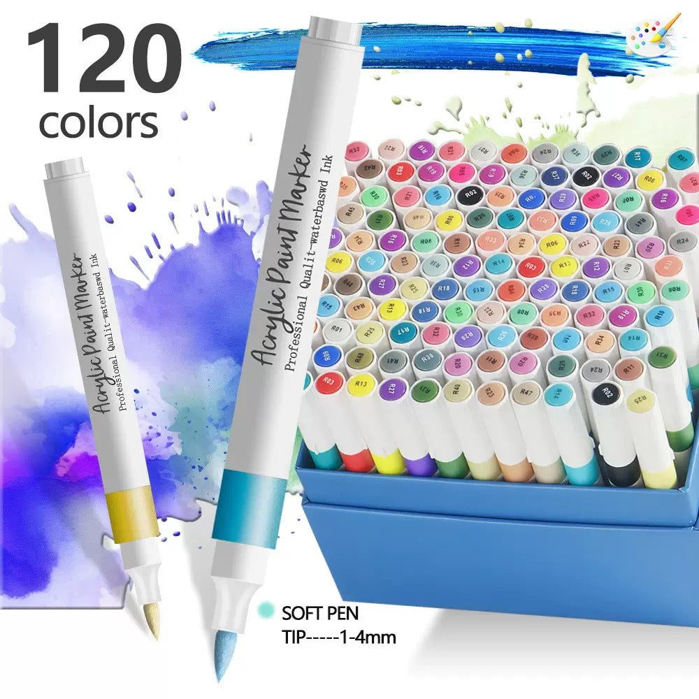 120 Marqueurs Peinture Acrylique de Couleur - Pinceaux Peinture Acrylique Multicolores pour Pierres, Imperméables, Ensemble de Stylos Acryliques à Pointe Pinceau, Séchage Rapide, Idéaux pour Peindre sur Pierres, Verre, Céramique, Bois, Métal, Spécialement