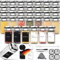 35 Bocaux à Épices Carrés avec Couvercles Hermétiques, Bouteilles à Assaisonnements, Shakers d'Assaisonnements de Cuisine, Bocaux en Verre pour Assaisonnements, Shakers d'Assaisonnements Créatifs pour Pique-Nique en Plein Air et BBQ, Shakers de Sel et de
