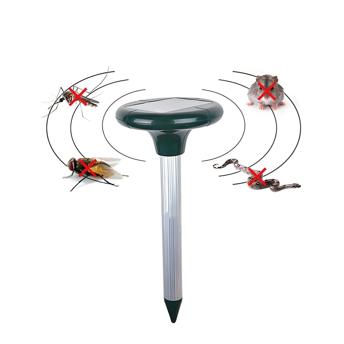 Lot de 2 Répulsifs Solaires Puissants pour Taupes, Campagnols et Rongeurs, Dissuasif Fort pour Petits Mammifères avec Émission de Son et de Vibrations, Fonctionnement Cyclique toutes les 40 Secondes, Portée jusqu'à 30 Mètres, Signal Acoustique Variable, F