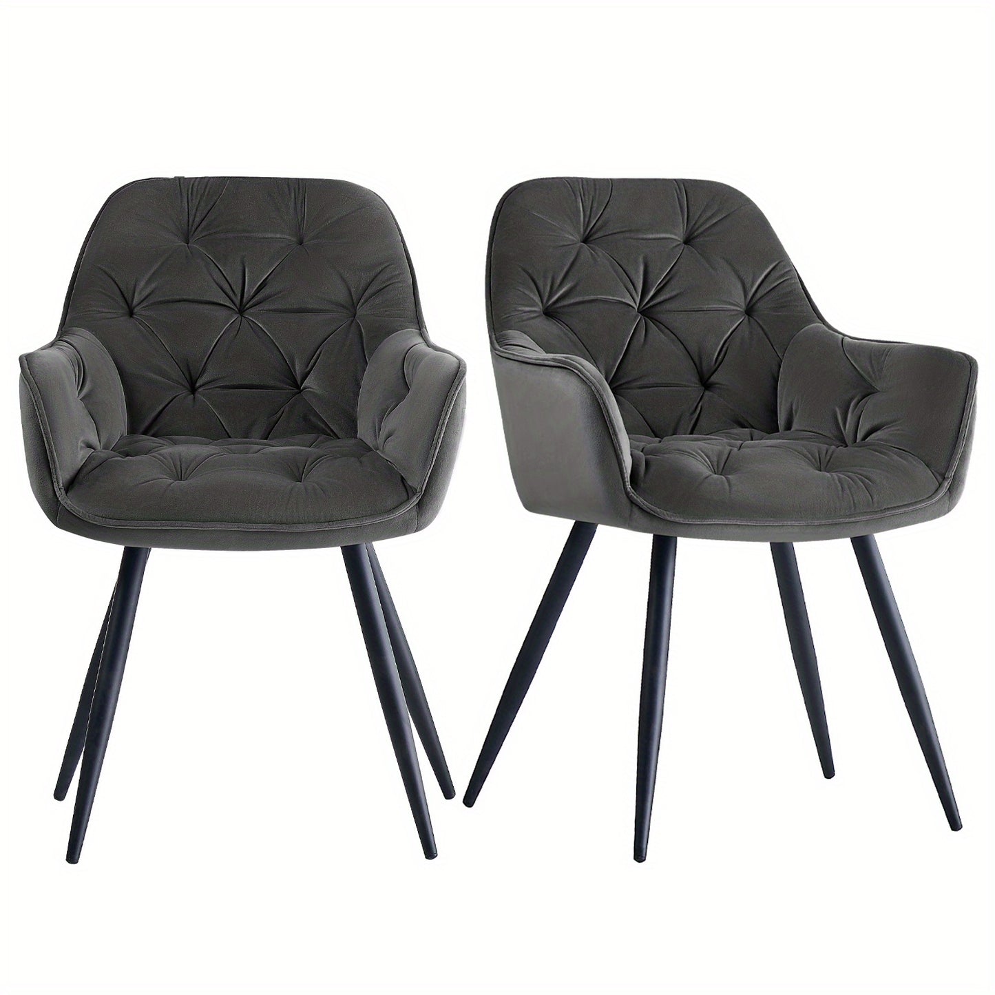 Lot de 2/4/6 Chaises de Salle À Manger Avec Assise Rembourrée En Velours Épais, Pieds En Métal, Accoudoirs Et Dossier ; Chaise D'Angle Pour Salon Ou Pièce À Vivre