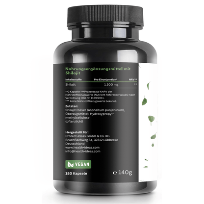 Himalaya Shilajit Mumijo – Dosage élevé de 1300 mg – 180 gélules végétaliennes – Stock de 3 mois – Himalaya Shilajit original – Testé en laboratoire et sans additifs
