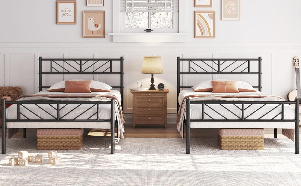 Costoffs Cadre de lit en metal simple Lit en Métal pour Adultes Grande Espace en Lattes Moderne
