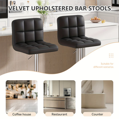 Ensemble de 2 tabourets de bar, tabourets de bar pivotants réglables en cuir PU, chaise de réception, tabourets de comptoir modernes avec dossier et repose-pieds, tabourets de bar de hauteur de comptoir adaptés pour bureau, bar, cuisine, salle à manger