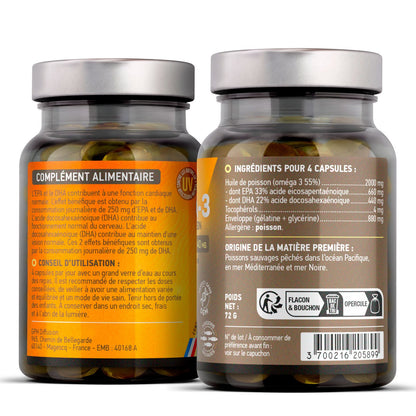 Oméga 3 - Huile de Poissons Sauvages - EPA 660mg / DHA 440mg - capsules - GPH Diffusion