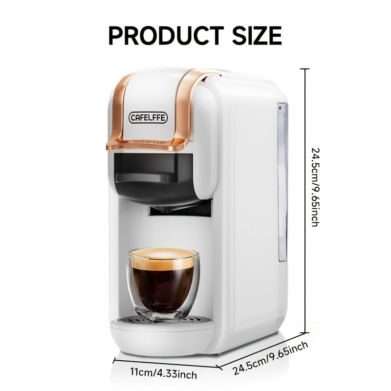 Machine à café capsule 4-en-1 Cafelffe, 20 bar automatique pour machine à café domestique avec préparation à chaud et à froid, compatible avec les capsules Nes*/DG* / les dosettes ESE / le café moulu, chauffage instantané pour une préparation rapide, tail