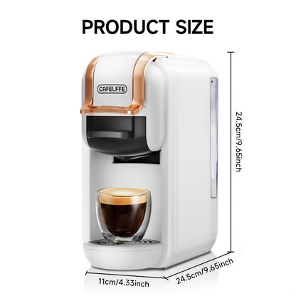 Machine à café capsule 4-en-1 Cafelffe, 20 bar automatique pour machine à café domestique avec préparation à chaud et à froid, compatible avec les capsules Nes*/DG* / les dosettes ESE / le café moulu, chauffage instantané pour une préparation rapide, tail