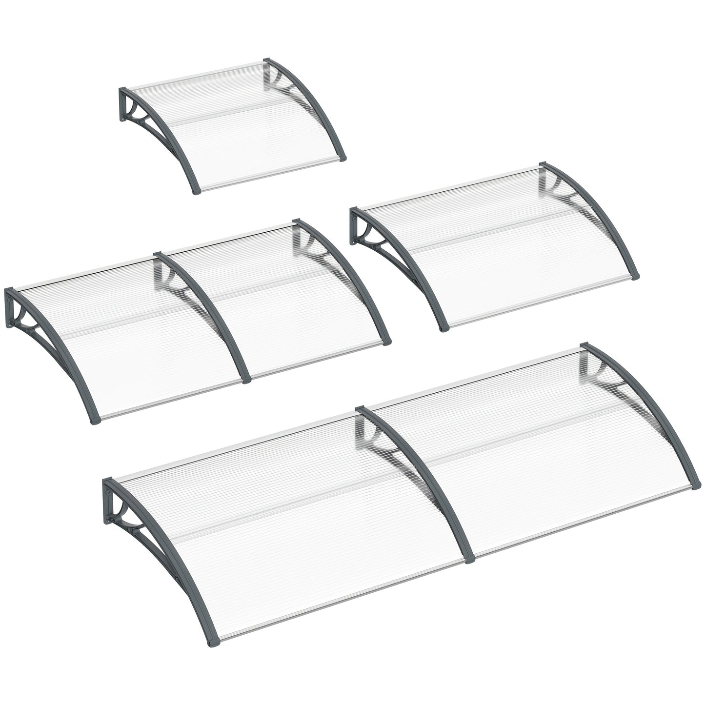 Auvent pour Porte d'Entrée, Auvent Arche Pentagonale en Polycarbonate avec Supports PP - Protection Solaire et Pluie Extérieure, Gris