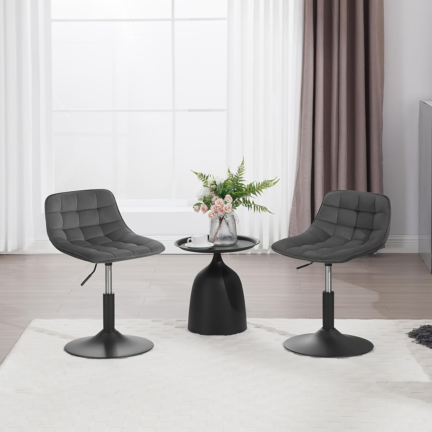 Tabouret de Bar, Tabouret Pivotant, Chaise de Bureau à Domicile, Tabouret Réglable en Hauteur, Siège en Velours