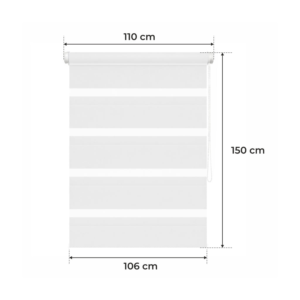 Store de Jour et de Nuit - BLANC - 32 Tailles - BOJANEK JOUR & NUIT - Non Invasif sur la Fenêtre, Installation Sans Perçage, Ajustement de la Chaîne, Supports Réglables pour Différentes Épaisseurs de Fenêtre, Design Moderne, Protection Contre la Lumière e