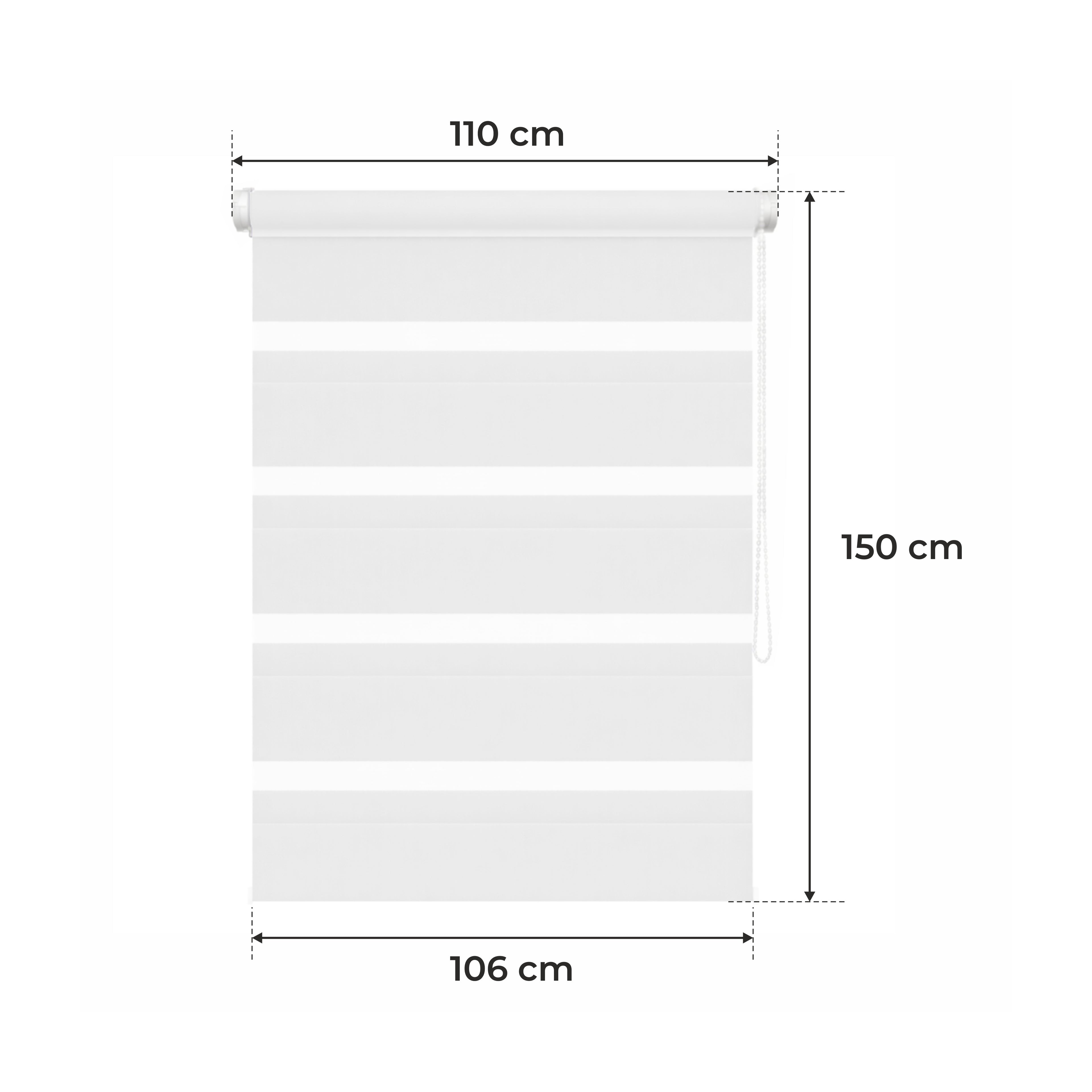 Store de Jour et de Nuit - BLANC - 32 Tailles - BOJANEK JOUR & NUIT - Non Invasif sur la Fenêtre, Installation Sans Perçage, Ajustement de la Chaîne, Supports Réglables pour Différentes Épaisseurs de Fenêtre, Design Moderne, Protection Contre la Lumière e