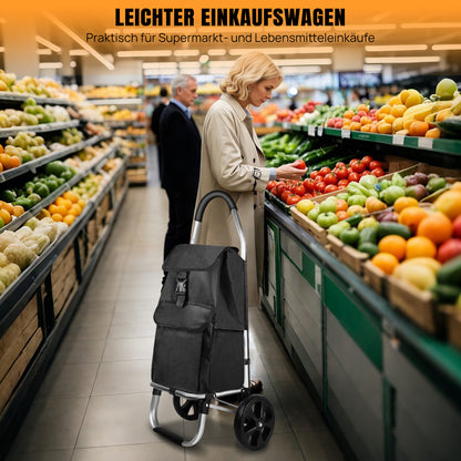 Chariot de courses léger pliable - Chariot d'escalier à 2 roues, grande capacité de 40L, sac amovible et cadre en aluminium durable, chariot d'épicerie pliable pour un rangement facile