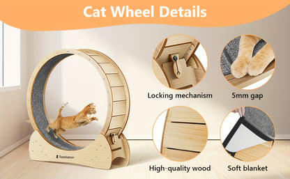 Grande Roue d'Exercice pour Chats et Chiens, Taille XL – Roue de Course en Bois pour Intérieur, Sûre et Confortable, Prévention de l'Obésité chez les Chats, Cadeau de Noël Parfait