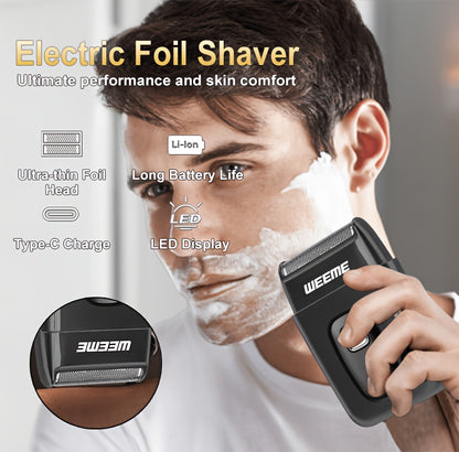 Kit de toilettage pour hommes WEEME, 4 pièces, avec tondeuse USB à charge rapide, tondeuse en T, rasoir et tondeuse à poils de nez - Système tout-en-un pour cheveux et rasage pour la maison, les voyages - Cadeau idéal pour papa, mari, petit ami (anniversa