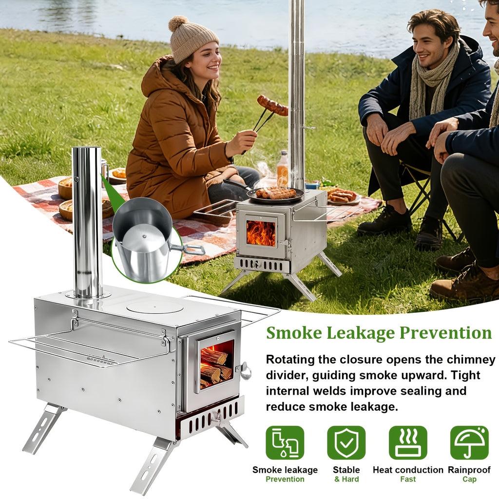 Poêle à bois pour tente, cheminée en acier inoxydable en 7 sections, poêle portable pour tente chauffante, camping, chasse, pêche sur glace